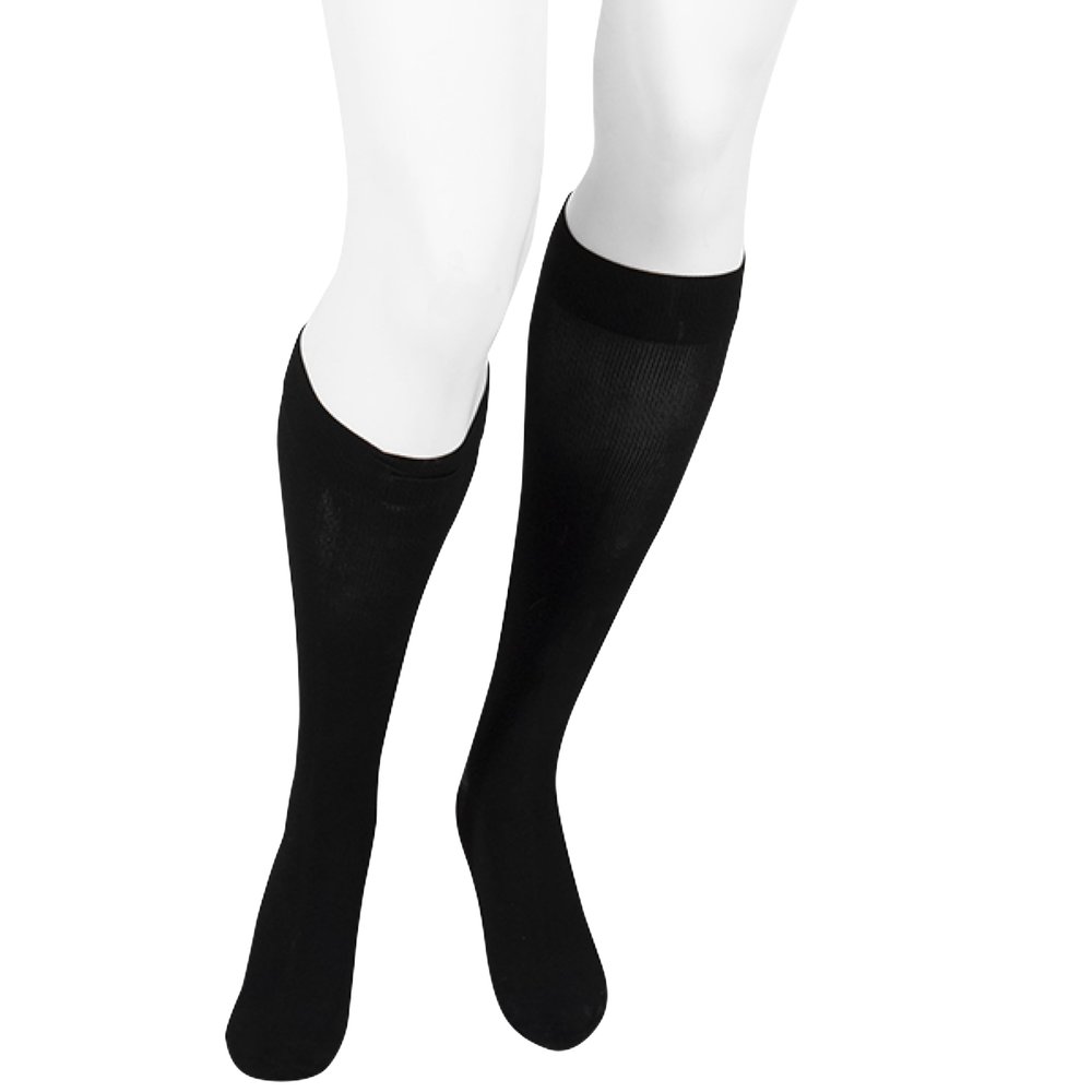 Juzo Power Vibe, 2651 Knee-High, 20-30 mmHg Trendy Compression Socks - Men & Women, Standard, Medium, Deep Black