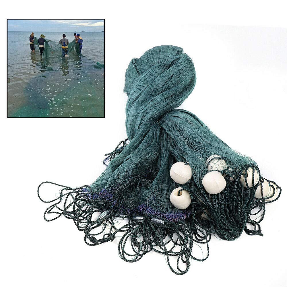 Fishing Net Green Fishing Drag Net Beach Seine Bait Seine Mesh Fish Net Fishing Equipment Nets for Seining Fish, Minnows, Shrimp 10x65FT