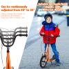 GYMAX Scooter, Kids & Adults Off-Road Scooter with 12" Inflatable Wheels, Adjustable Height Handlebar, V-Type Handbrakes & Axle Pegs for All Terrain, 8+ (Orange) view 2