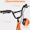 GYMAX Scooter, Kids & Adults Off-Road Scooter with 12" Inflatable Wheels, Adjustable Height Handlebar, V-Type Handbrakes & Axle Pegs for All Terrain, 8+ (Orange) view 3