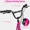 GYMAX Scooter, Kids & Adults Off-Road Scooter with 12" Inflatable Wheels, Adjustable Height Handlebar, V-Type Handbrakes & Axle Pegs for All Terrain, 8+ (Pink) view 3