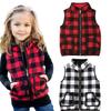 JLKGICF Toddler Baby Girls Vest Coat Jacket Buffalo Plaid Kids Sleeveless Zipper Sweater Winter Outwear (Black Plaid Vest,1-2T) view 1