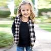 JLKGICF Toddler Baby Girls Vest Coat Jacket Buffalo Plaid Kids Sleeveless Zipper Sweater Winter Outwear (Black Plaid Vest,1-2T) view 2