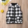 JLKGICF Toddler Baby Girls Vest Coat Jacket Buffalo Plaid Kids Sleeveless Zipper Sweater Winter Outwear (Black Plaid Vest,1-2T) view 4