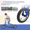 Goplus Youth Kick Scooter, Adults Kick Scooter W/Carbon Steel Frame, Adjustable Handlebar, Front and Rear Dual Brakes, 12-Inch Air Filled Wheels, Ride On Toys for Teens Kids 8+ (Blue) view 3