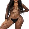 Walang Lip Women's Sexy Mesh BodyStocking Fishnet Lingerie Long Sleeve Bodysuits One Piece Jumpsuit Underwear Nightwear (Black) view 2