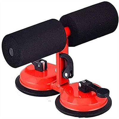 SMSOM Sit Up Bar, Portable Adjustable Sit-up Floor Bar Double Foothold Strengthen Sucker-Type, Abdominal Fitness Equipment for Home Work or Travel (Color : Red)