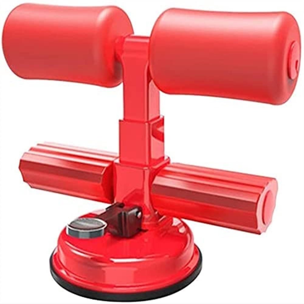 SMSOM Sit Up Bar, Portable Sit-up Assistant Device, Self-Suction Sit-up Exercise Equipment, Suitable for Home Travel Workout Abdomen Muscle Training (Color : Red)