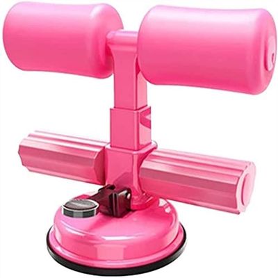 SMSOM Sit Up Bar, Portable Sit-up Assistant Device, Self-Suction Sit-up Exercise Equipment, Suitable for Home Travel Workout Abdomen Muscle Training (Color : Pink)