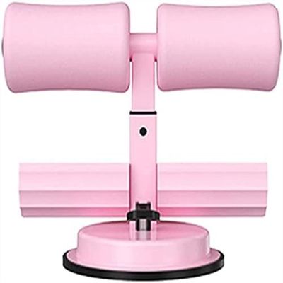 SMSOM Sit Up Bar for Floor, Portable Sit Up Assistant Device, Adjustable Sit Up Bar with Sit-Up Foot Holder, Suitable for Home Travel Workout Abdomen Muscle Training (Color : Pink)
