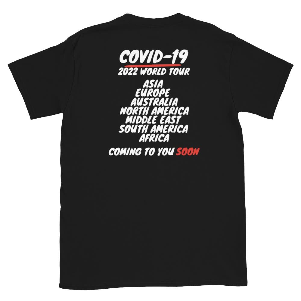 Pandemic 2022 T-Shirt for Him Her Men Women Humorous Covid-19 Epidemic World Tour Short Sleeve Top Black