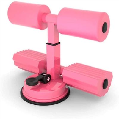 SMSOM Portable Sit Up Bar for Floor, Adjustable Sit Up Assistant Device Abdomen Stretching Muscle Training, Suitable for Home Travel Workout Abdomen Muscle Training (Color : Pink)