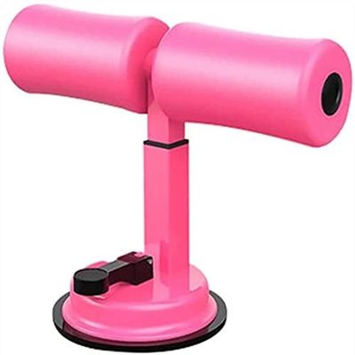 SMSOM Sit Up Bar, Sit Up Assistant Device, Portable Sit Up Bar for Floor, Strong Self Suction Situp Foot Holder, Suitable for Home Travel Workout Abdomen Muscle Training (Color : Pink)
