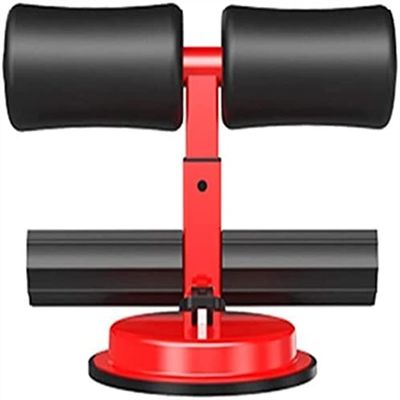 SMSOM Sit Up Bar for Floor, Portable Sit Up Assistant Device, Adjustable Sit Up Bar with Sit-Up Foot Holder, Suitable for Home Travel Workout Abdomen Muscle Training (Color : Red)