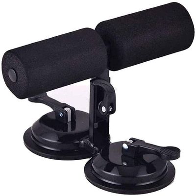 SMSOM Sit Up Bar, Portable Adjustable Sit-up Floor Bar Double Foothold Strengthen Sucker-Type, Abdominal Fitness Equipment for Home Work or Travel (Color : Black)