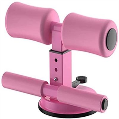 SMSOM Sit Up Bar for Floor, Portable Sit Up Assistant Device Abdomen Exerciser, Household Fitness Equipment, Core Strength Muscle Training Equipment (Color : Pink)