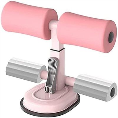 SMSOM Sit Up Bar for Floor, Portable Sit-up Fitness Equipment Muscle Exercise Abdominal Device Sit Up Bar, Suitable for Home Travel Workout Abdomen Muscle Training (Color : Pink)