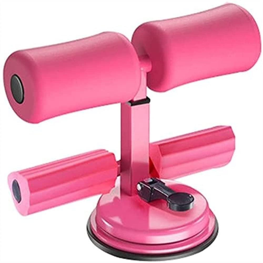 SMSOM Portable Sit-up Assistant Device Sit Up Bar, Self-Suction Sit-up Exercise Equipment, Suitable for Home Travel Workout Abdomen Muscle Training (Color : Pink)