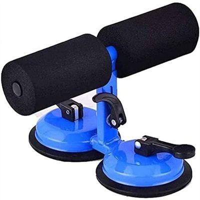 SMSOM Sit Up Bar, Portable Adjustable Sit-up Floor Bar Double Foothold Strengthen Sucker-Type, Abdominal Fitness Equipment for Home Work or Travel (Color : Blue)