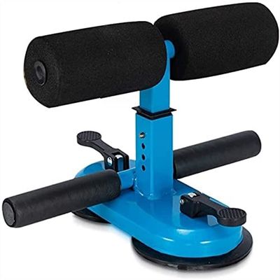 SMSOM Sit Up Assistant Device, Multifunction Sit Up Bar, Adjustable Sit-Up Equipment Bar, Portable Multi-Function Self-Suction Training Equipment for Home Travel or Work (Color : Blue)