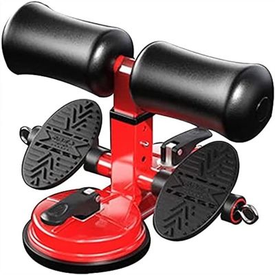 SMSOM Portable Sit-Up Bar, Adjustable Self-Suction Training Fitness Equipment Abdominal Muscle Exercise Machine Assistant Device, Suitable for Home Exercises (Color : Red)