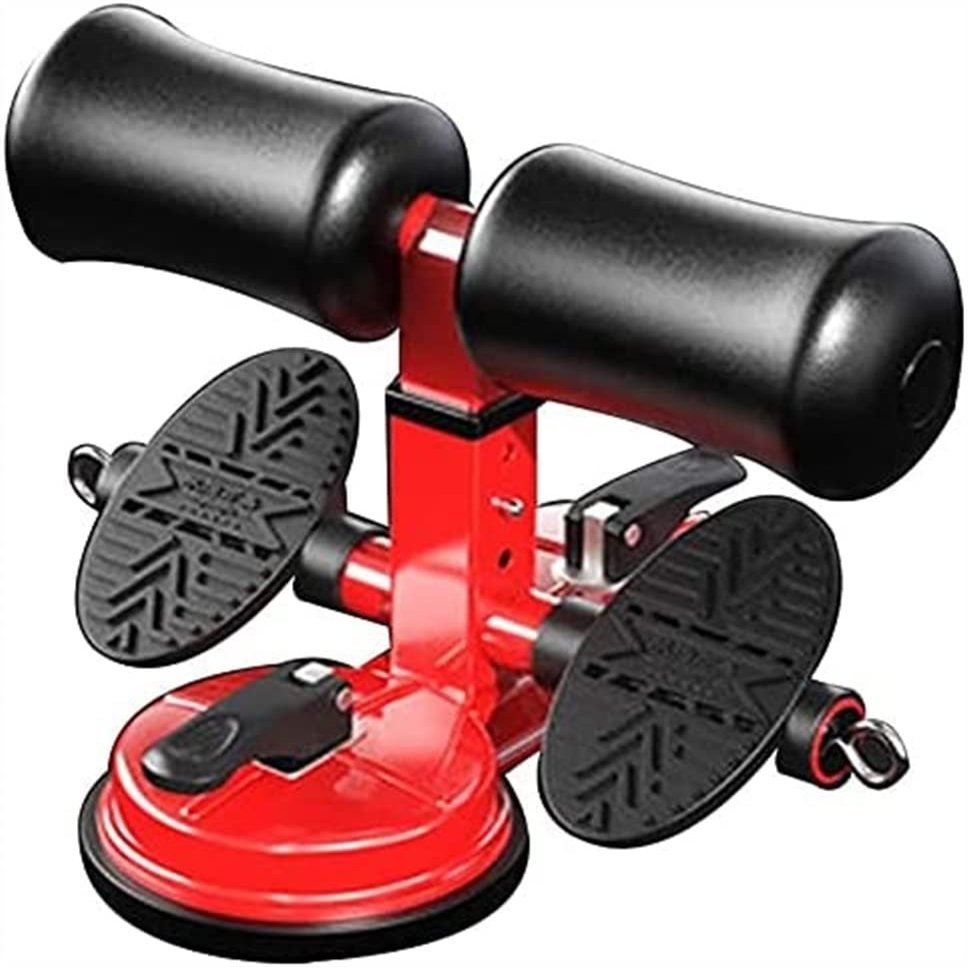 SMSOM Portable Sit-Up Bar, Adjustable Self-Suction Training Fitness Equipment Abdominal Muscle Exercise Machine Assistant Device, Suitable for Home Exercises (Color : Red)