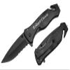 lue Steel Personalized Laser Engraved Pocket Knife, Fireproof Metal Emergency Escape Knife with Hard Alloy Head Window Breaker and Seat Belt Cutter (Black) view 1