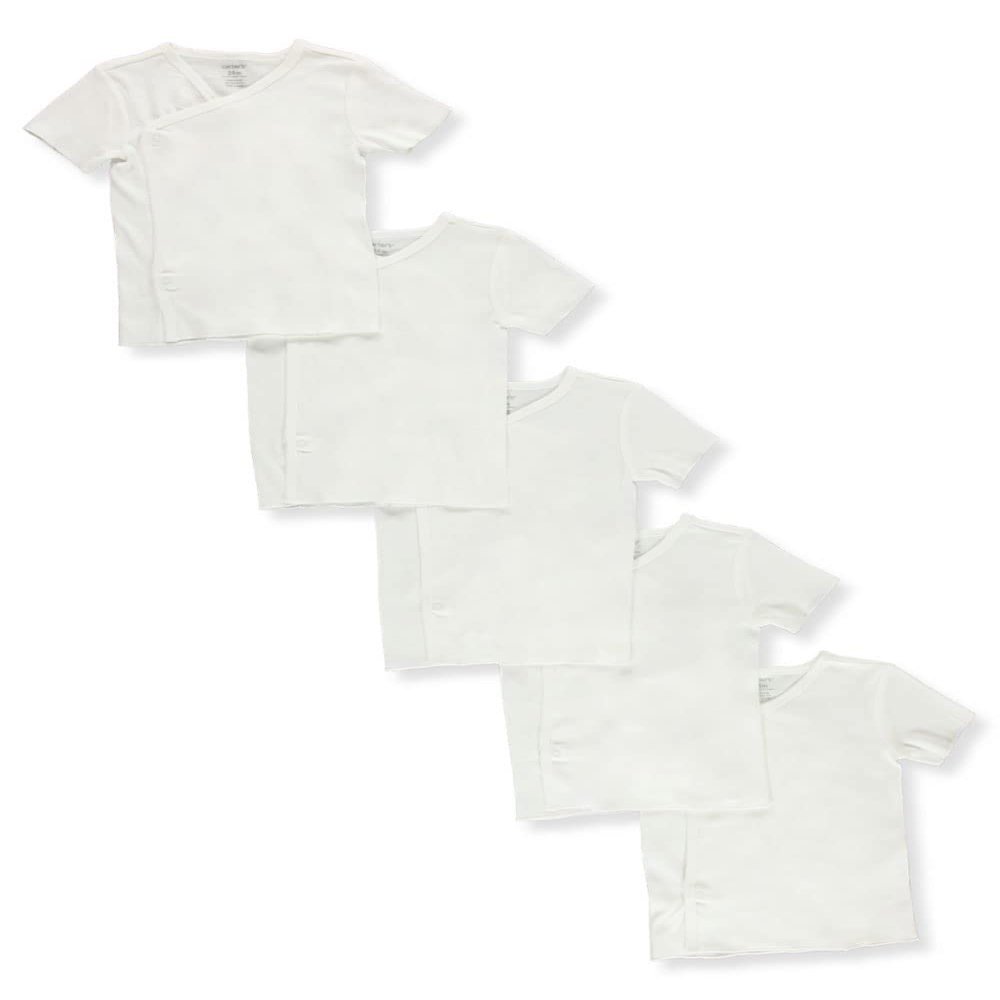 Carter's Baby Unisex 5-Pack Snap Shirts - White, 3 Months