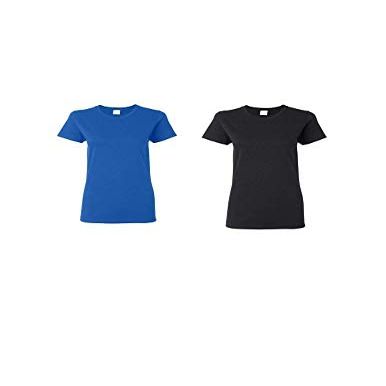 Gildan Womens Heavy Cotton Blank Tee 2-Pack (5000L)(Royal/Black)
