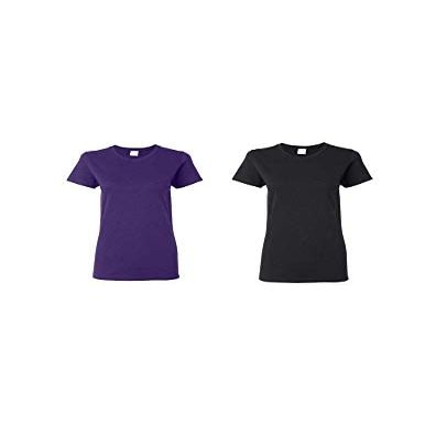 Gildan Womens Heavy Cotton Blank Tee 2-Pack (5000L)(Purple/Black)