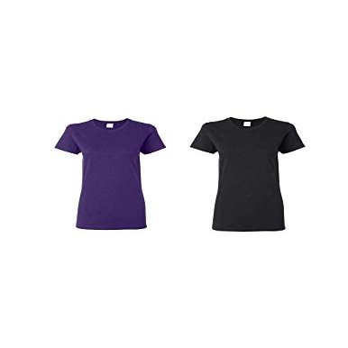 Gildan Womens Heavy Cotton Blank Tee 2-Pack (5000L)(Purple/Black)