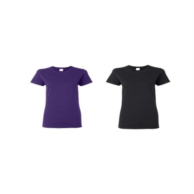 Gildan Womens Heavy Cotton Blank Tee 2-Pack (5000L)(Purple/Black)