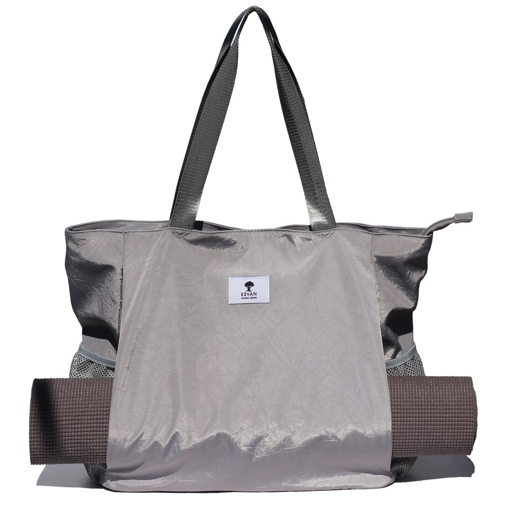 ESVAN Yoga Mat Bag Yoga Tote Carrier Shoulder Bag Carryall Tote for Office,Yoga,Pilates,Travel,Beach and Gym (F Gray)