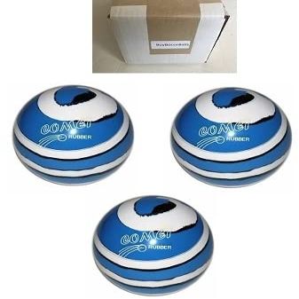 BuyBocceBalls - EPCO Duckpin Bowling Balls - (5 inch- 3lbs. 10 oz.) Pack of 3 - Comet Rubber - Royal with White & Black - Made in USA