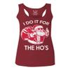 0422. Funny Humor Christmas Santa Claus HO'S Graphic Sarcastic Xmas Women's Tank Top Racerback (Maroon, Small)