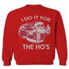 0422. Funny Humor Christmas Santa Claus HO'S Graphic Sarcastic Xmas Men's Crewneck Sweatshirt (Red, Large) view 1