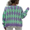 AHAIJ Womens Rainbow Knitted Cardigan Long Sleeve Open Front Colorblock Striped Sweaters Outwear Jacket (US, Alpha, Small, Regular, Regular, Purple-2) view 2