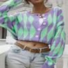 AHAIJ Womens Rainbow Knitted Cardigan Long Sleeve Open Front Colorblock Striped Sweaters Outwear Jacket (US, Alpha, Small, Regular, Regular, Purple-2) view 4