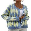 AHAIJ Womens Rainbow Knitted Cardigan Long Sleeve Open Front Colorblock Striped Sweaters Outwear Jacket (US, Alpha, Large, Regular, Regular, Blue-2) view 1