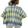 AHAIJ Womens Rainbow Knitted Cardigan Long Sleeve Open Front Colorblock Striped Sweaters Outwear Jacket (US, Alpha, Large, Regular, Regular, Blue-2) view 2