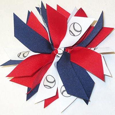 Softball Pom, Made in the USA, White Pony Band, many colors (Red/Navy)