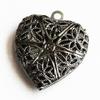 5 pcs Gunmetal Filigree Heart Locket Pendant 20x20mm, Puff Heart Locket, Texture Back , Locket Pendant, Filigree Pendant view 1