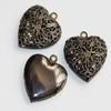 5 pcs Gunmetal Filigree Heart Locket Pendant 20x20mm, Puff Heart Locket, Texture Back , Locket Pendant, Filigree Pendant view 2