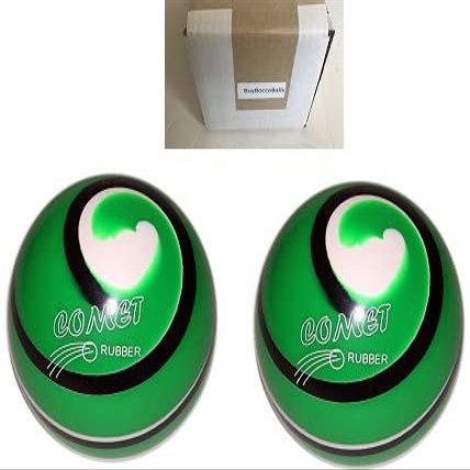 BuyBocceBalls - EPCO Duckpin Bowling Balls - (5 inch- 3lbs. 10 oz.) - Pack of 2 - Comet Rubber - Green with Black & White - Made in USA