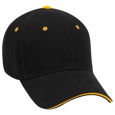 Ashen Fane 6 Panel Low Profile Brushed Bull Denim Hat, Blk Blk Gld