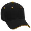 Ashen Fane 6 Panel Low Profile Brushed Bull Denim Hat, Blk Blk Gld view 1