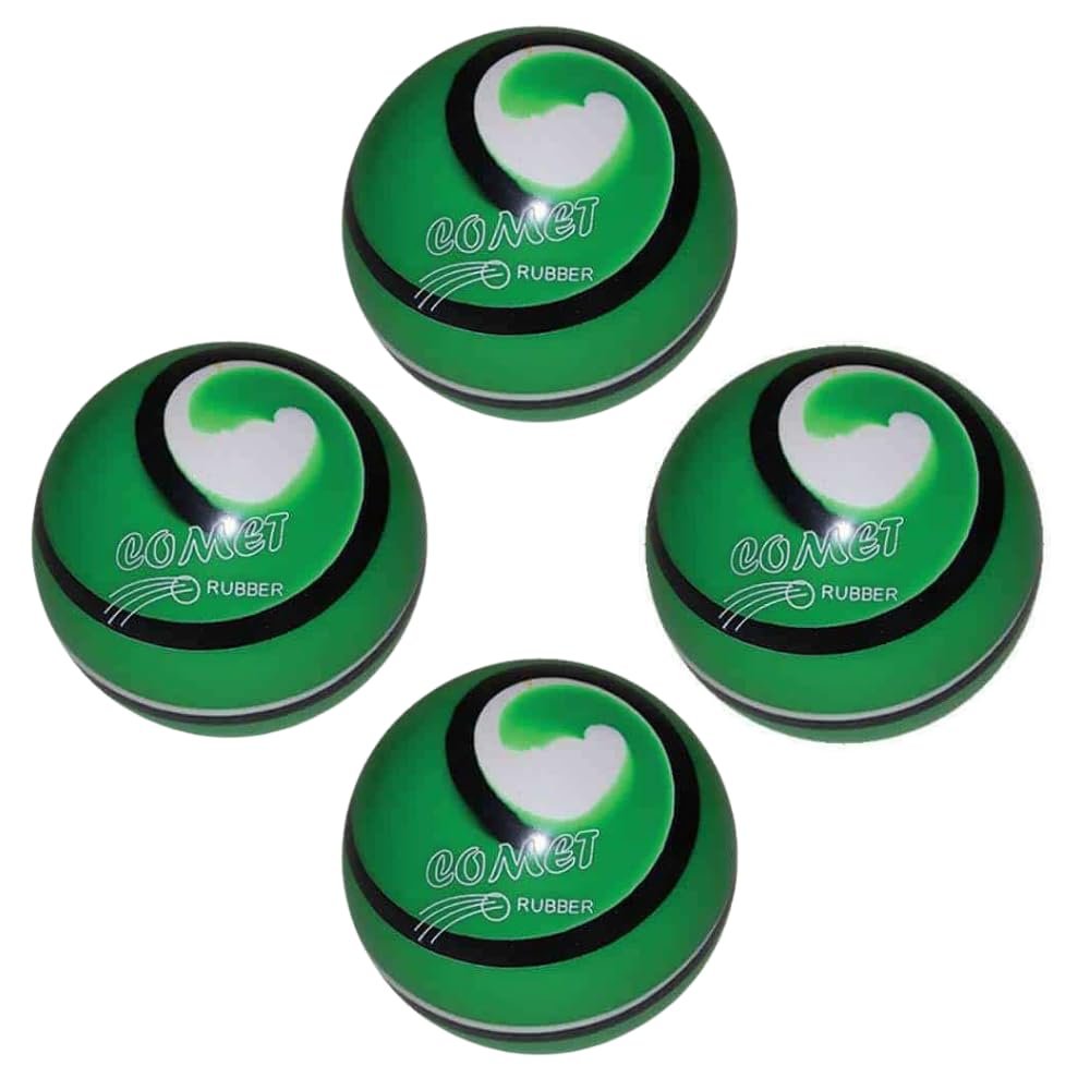 BuyBocceBalls - EPCO Candlepin Bowling Balls - Comet Rubber - Green with Black & White (4 1/2 inch- 2lbs. 6oz.) - 4 Balls - Made in USA
