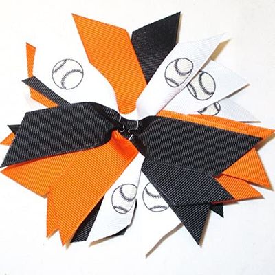 Softball Pom, Made in the USA, White Pony Band, many colors (Black/Orange)