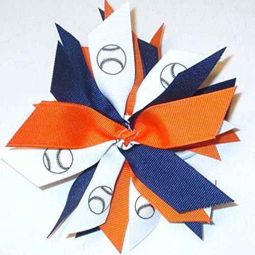 Softball Pom, Made in the USA, White Pony Band, many colors (Orange/Navy)