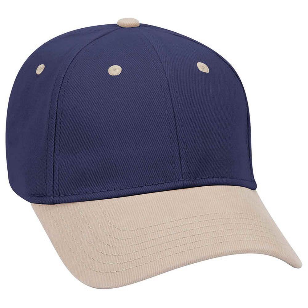 Ashen Fane 6 Panel Low Profile Brushed Bull Denim Hat, Khaki Navy